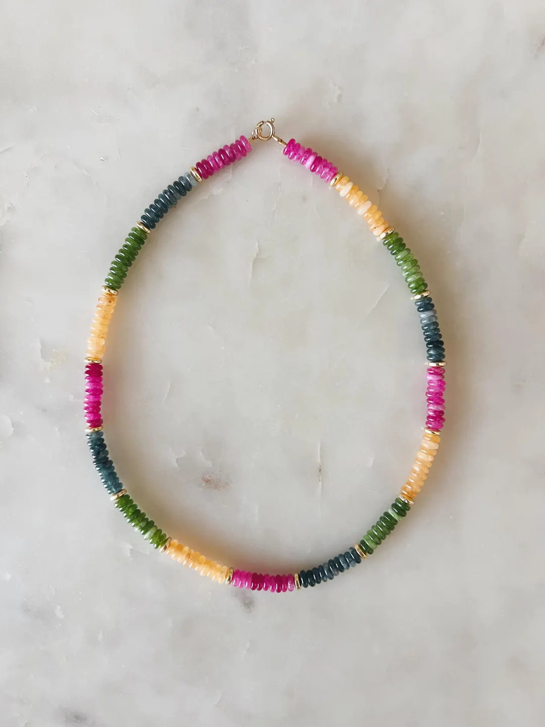 Multi Colored Gemstone Necklace - Etsy | Etsy (US)