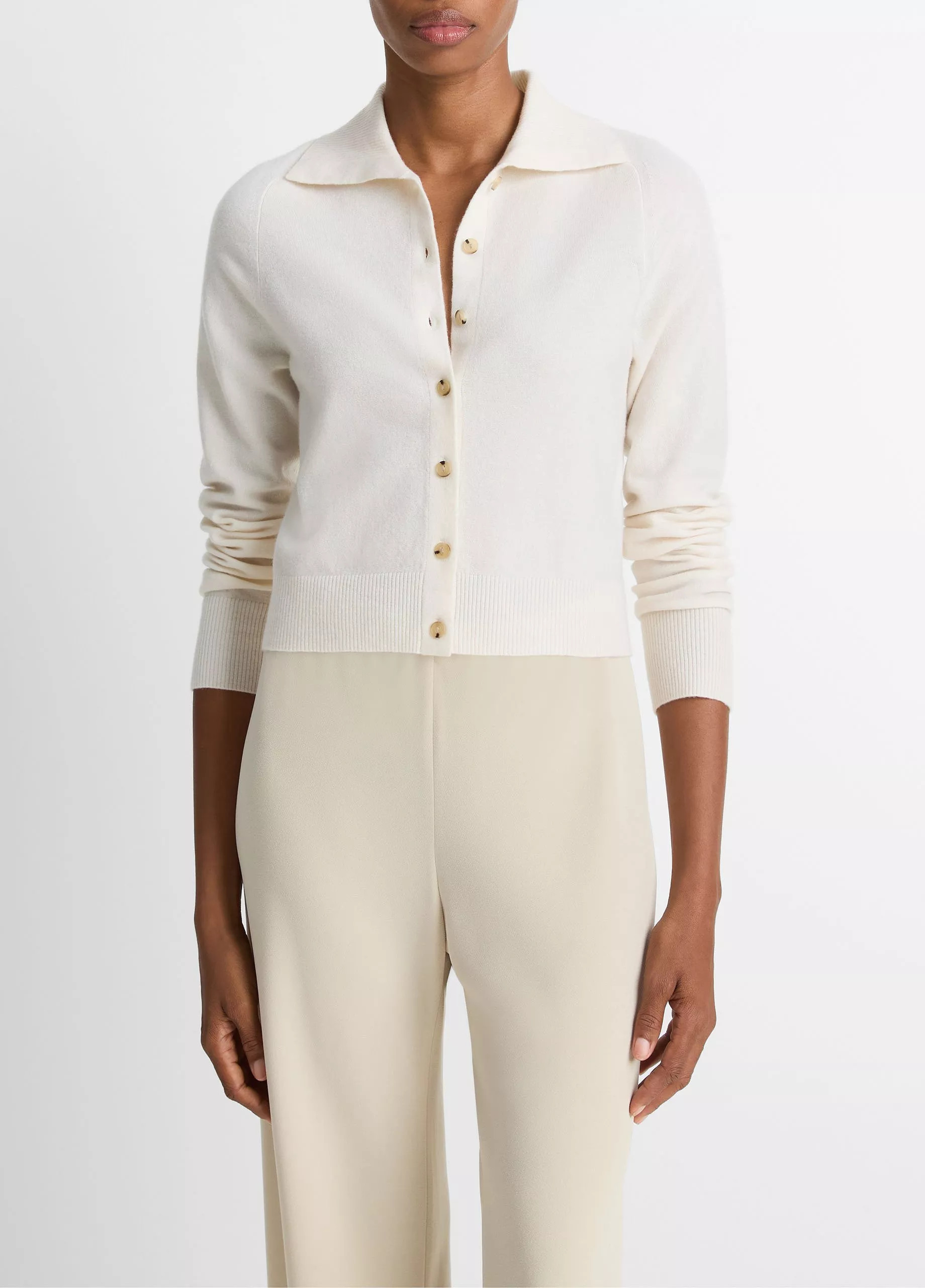 Wool & Cashmere-Blend Polo Cardigan | Vince LLC