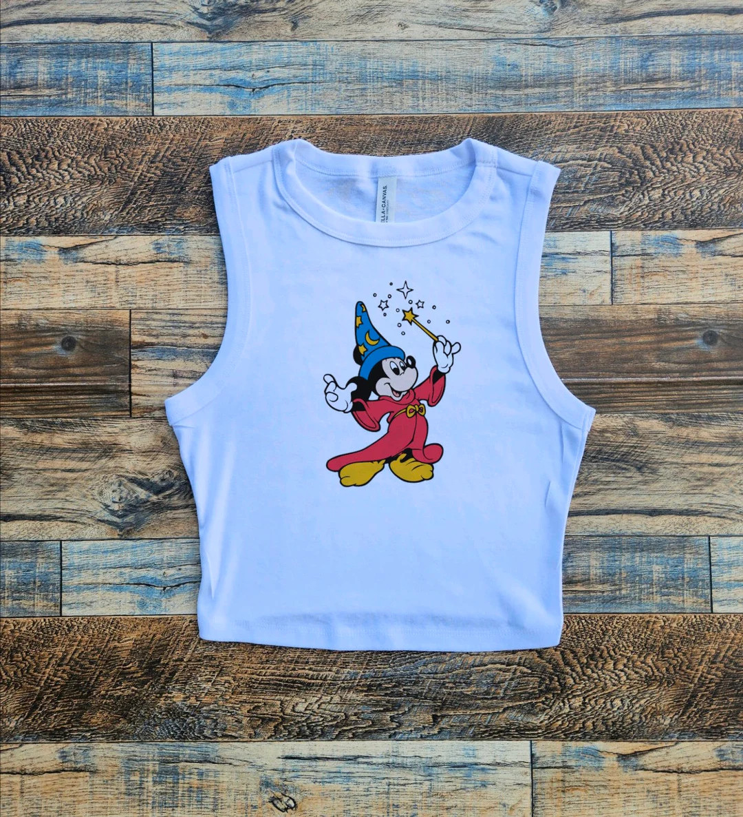 Fantasmic Crop Tank, Sorcerer Mickey, Fantasia Baby Tee, Disneys Wizard Crop, Womens Fantasia Tan... | Etsy (US)