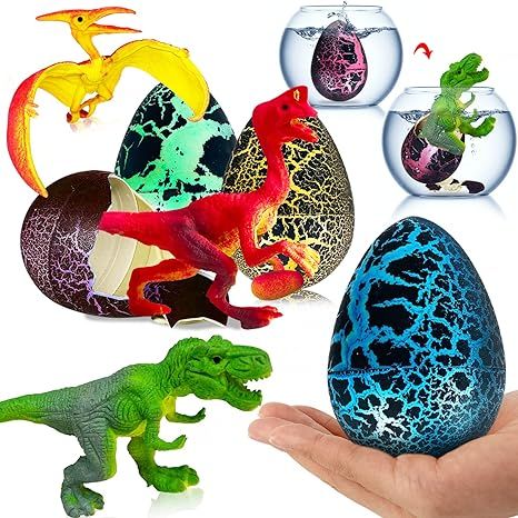 AMENON 4 Pack 4.5" Large Easter Dinosaur Eggs Dino Egg Toys Grow in Water Hatching Crack Egg Scie... | Amazon (US)