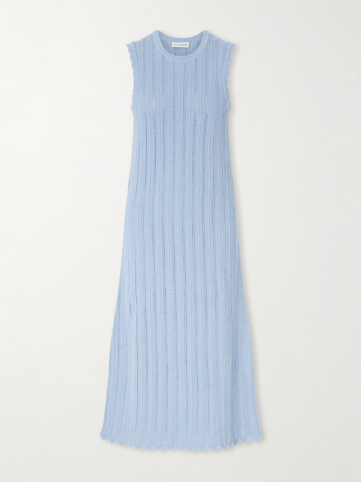 Altuzarra - Sissi Scalloped Open-knit Organic Cotton Dress - Blue | NET-A-PORTER (US)