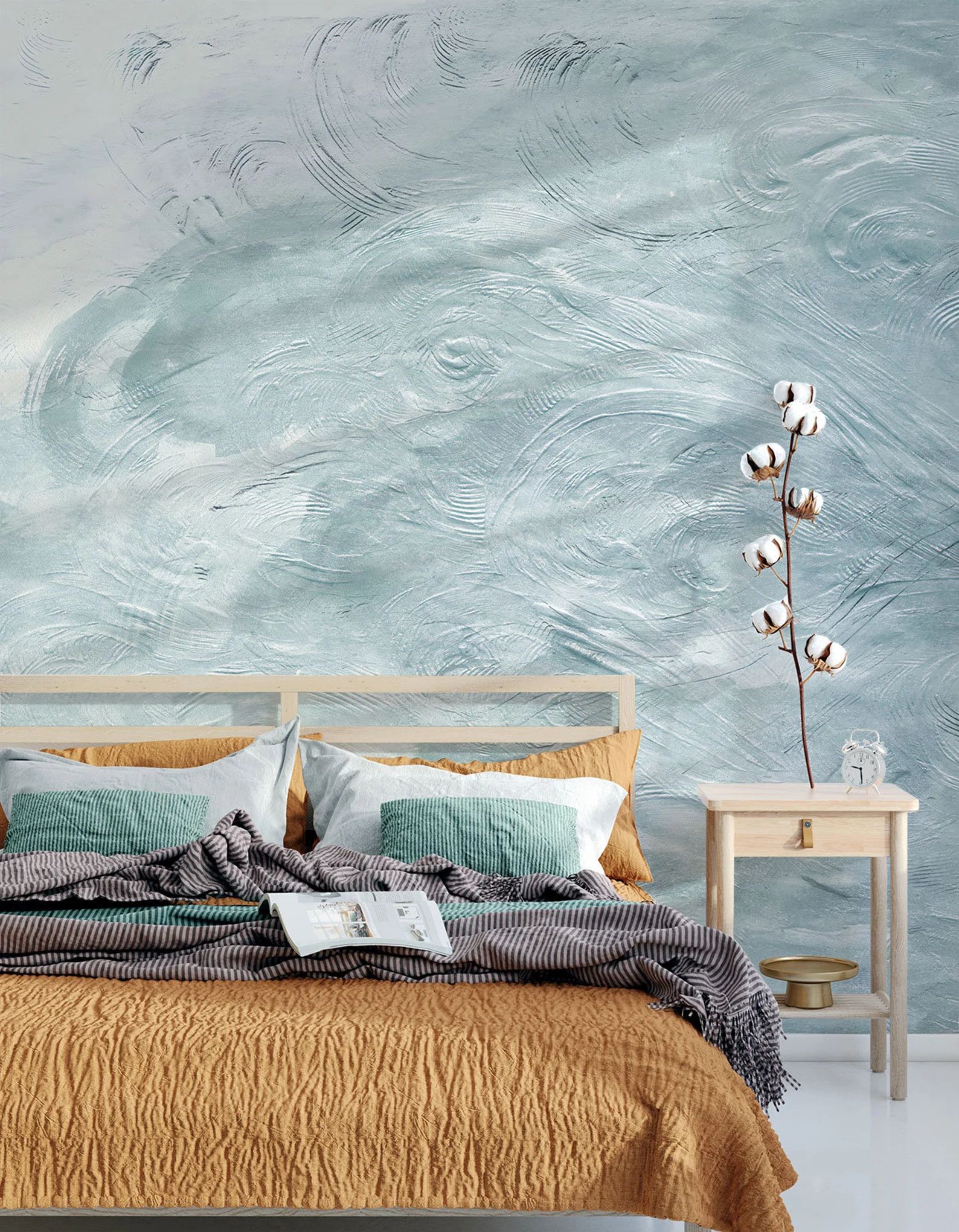 Ocean Mist Blue Ombre Wallpaper Mural Peel and Stick for Bathroom, Bedroom, Cafe, Dining Room, Li... | Etsy (US)
