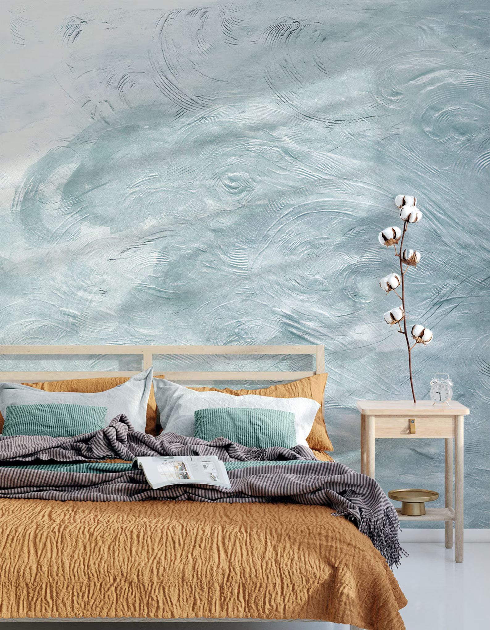 Ocean Mist Blue Ombre Wallpaper Mural Peel and Stick for Bathroom, Bedroom, Cafe, Dining Room, Li... | Etsy (US)