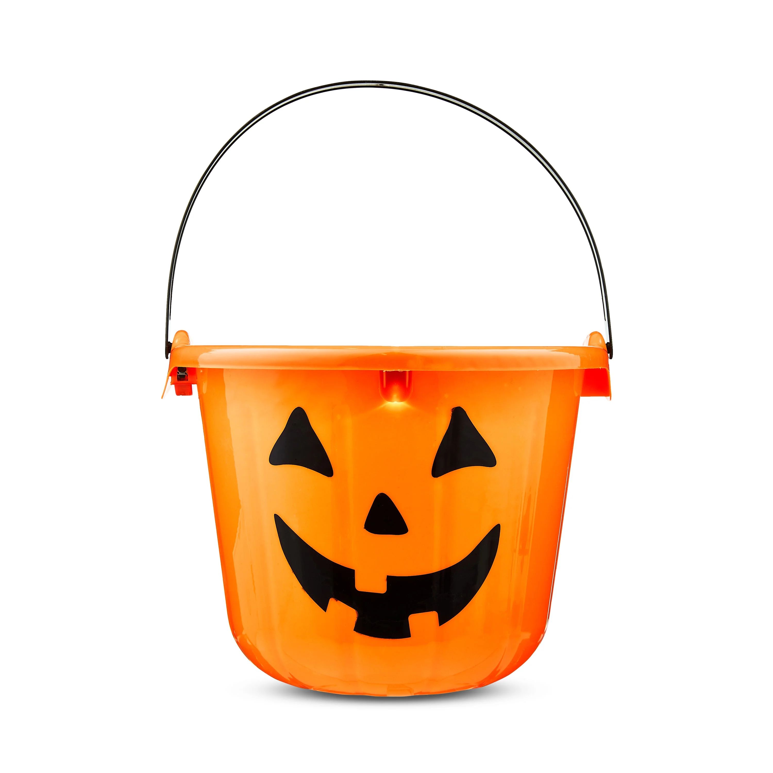 Halloween Light-up Orange Pumpkin Trick-or-Treat Bucket, by Way To Celebrate (PP/Electronic Compo... | Walmart (US)