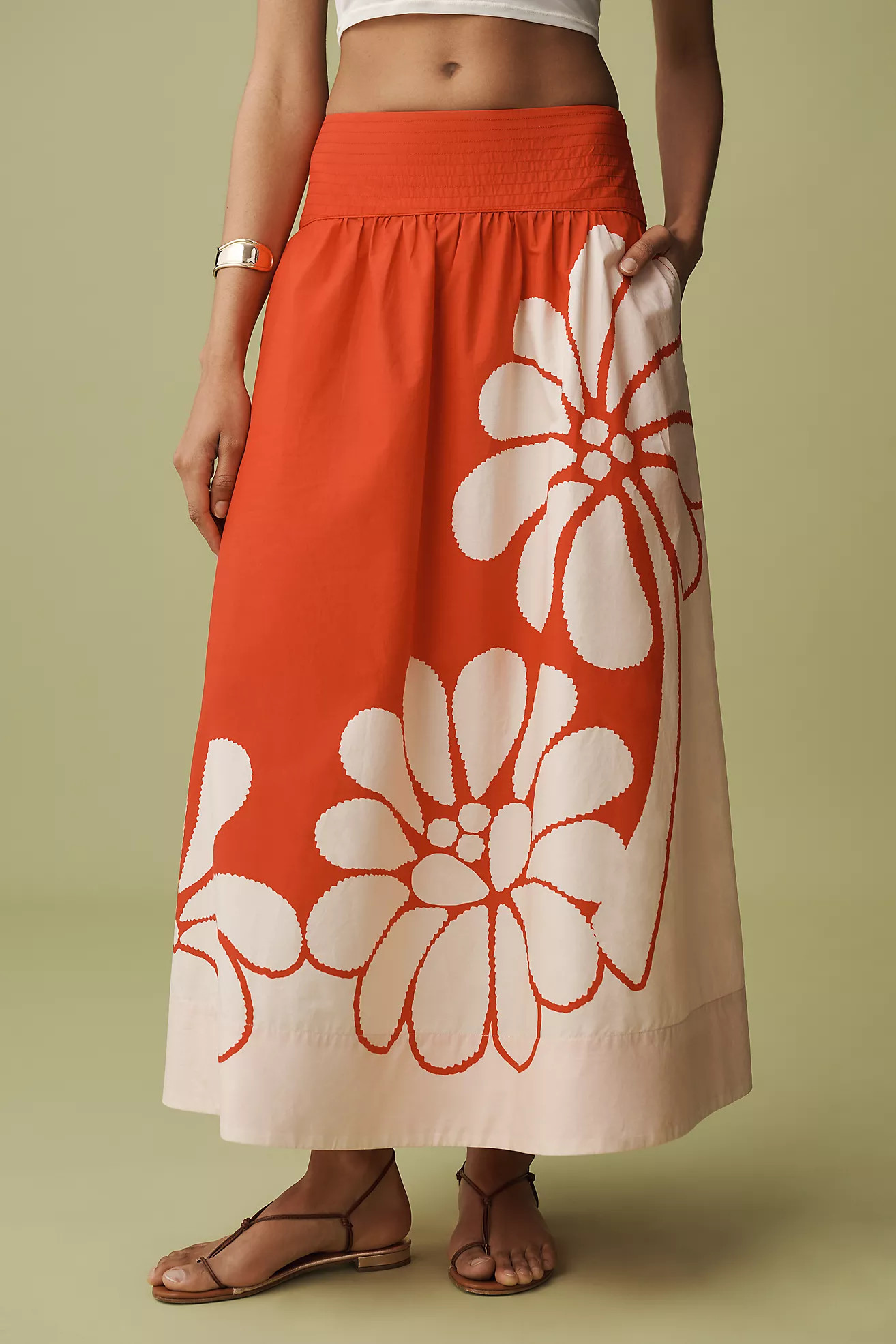 Farm Rio x Anthropologie Printed Poplin Midi Skirt | Anthropologie (US)