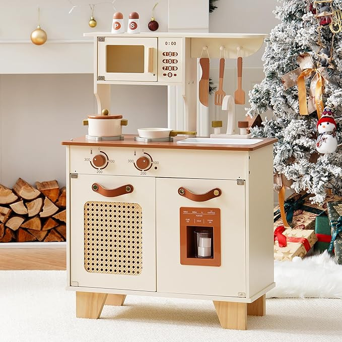 ROBOTIME Play Kitchen with Pretend Ice Cube Dispenser for Kids, Wooden Kids Kitchen Playset, Toy ... | Amazon (US)