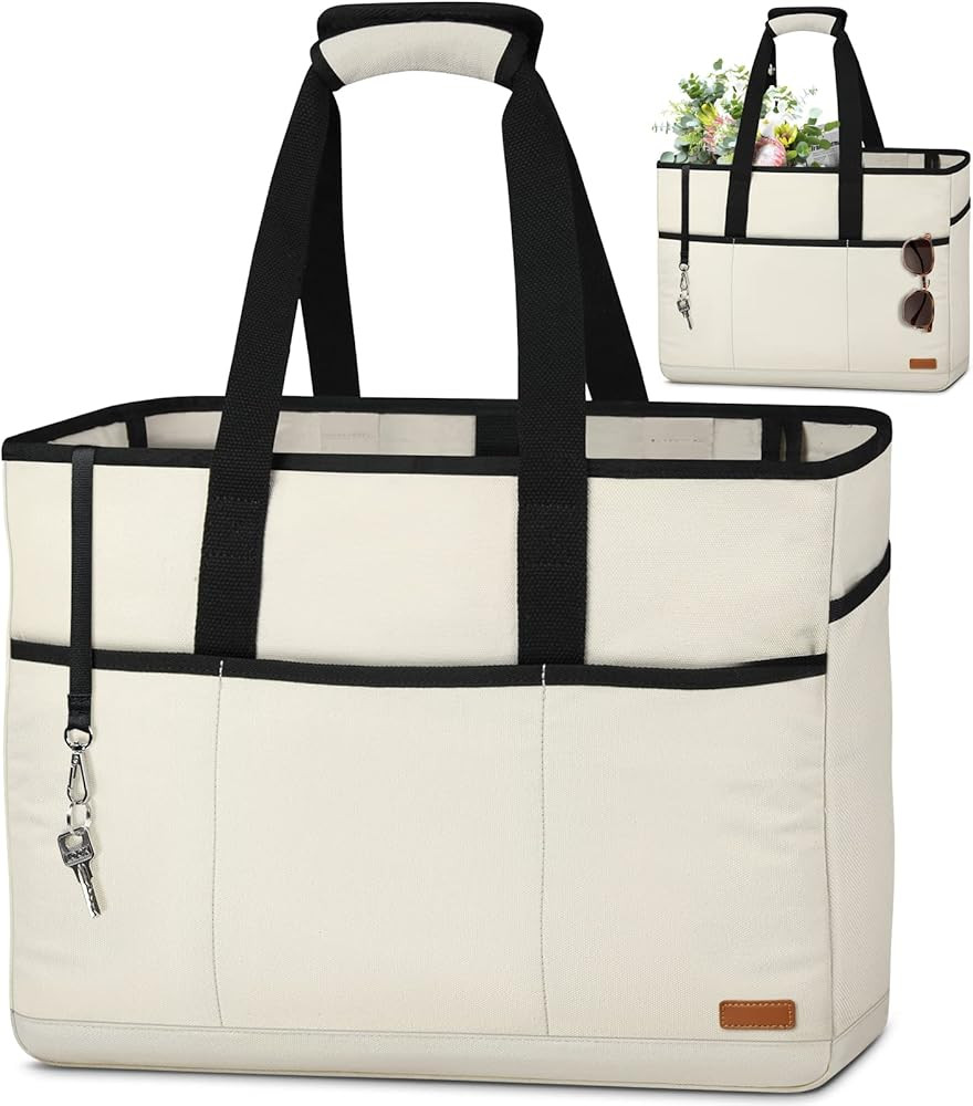 Lubardy Beach Bag for Women Large Beach Bags Waterproof Sandproof with Bottom Board Beach Tote Ba... | Amazon (US)