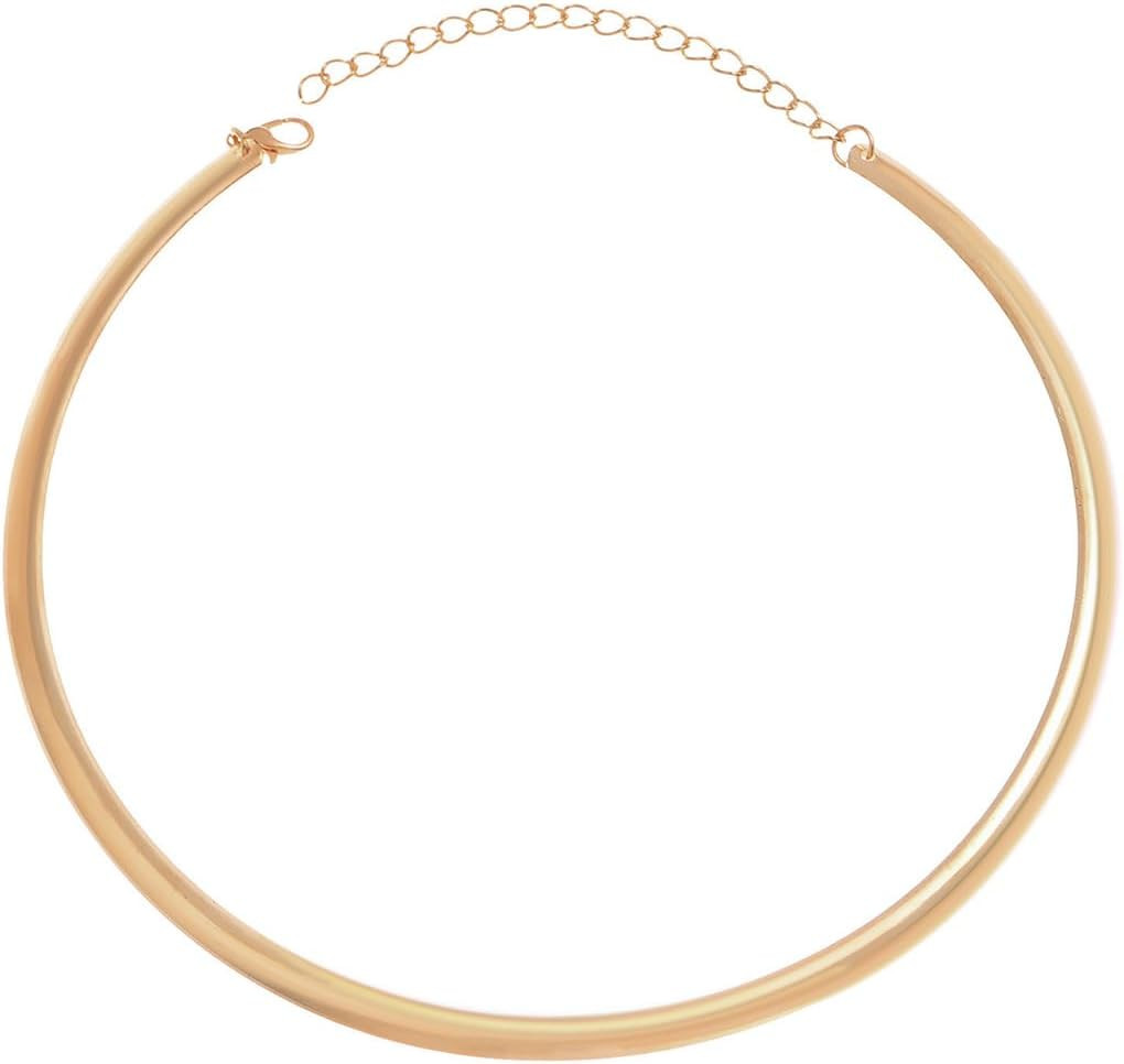 Collar Necklace for Woman Trendy Silver Choker Necklaces for Woman Statement Open Round Collar Choker Necklace | Amazon (US)