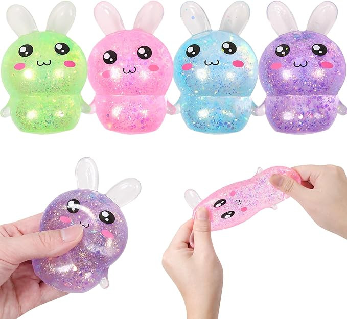 Easter Basket Stuffers,Easter Basket Essentials,4pcs Squishy Easter Bunny Stress Balls for Adults... | Amazon (US)