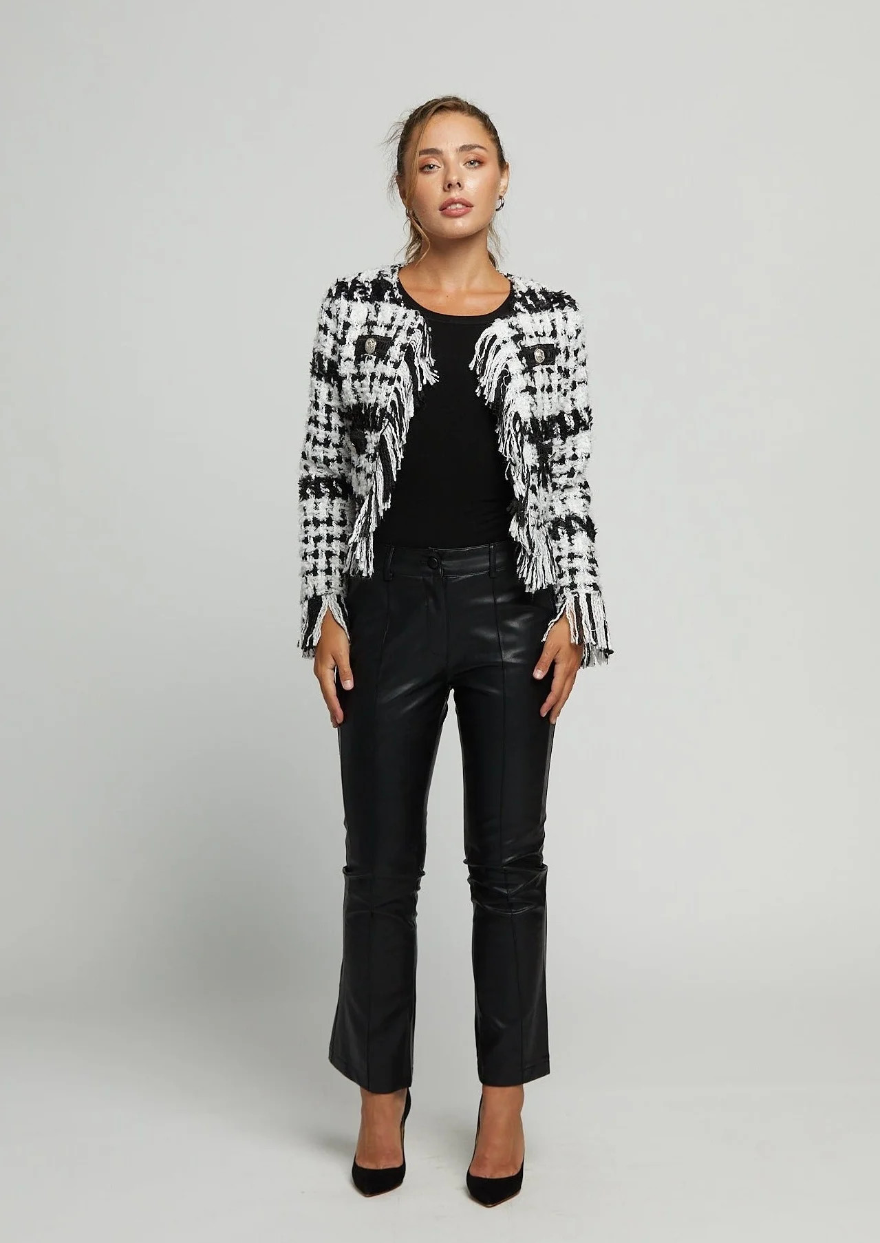 Frida Black and White Fringe Jacket | Benaar La