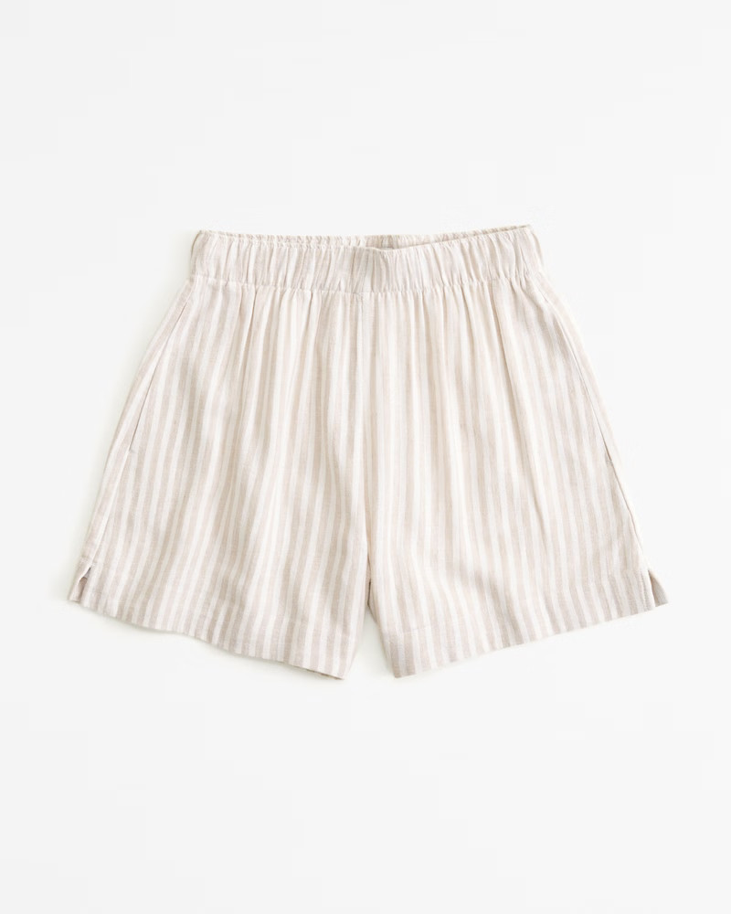Women's Linen-Blend Pull-On Short | Women's Bottoms | Abercrombie.com | Abercrombie & Fitch (US)