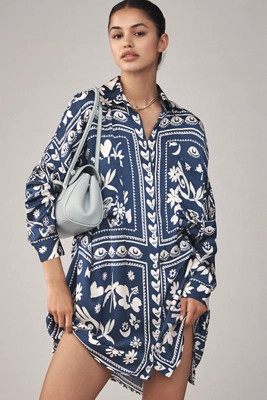 Corey Lynn Calter Long-Sleeve Printed Mini Shirt Dress | Anthropologie (US)