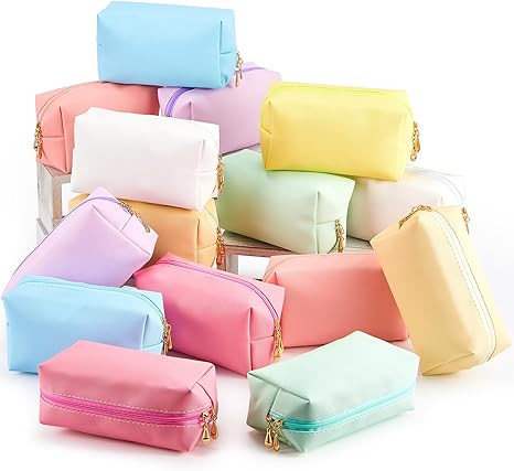 Kigeli 15 Pcs Aesthetic Makeup Bags PU Leather Cosmetic Pouches Waterproof Plain Toiletry Bags Ma... | Amazon (US)