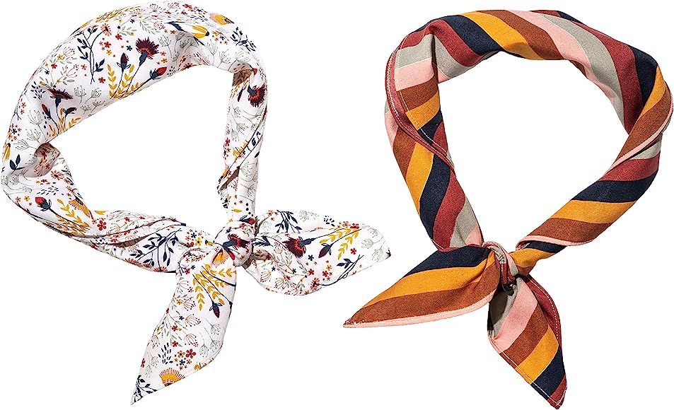 Bandana Neckerchief Neck Scarves for Head Hair Neck Lena 2 Pack Floral | Amazon (US)