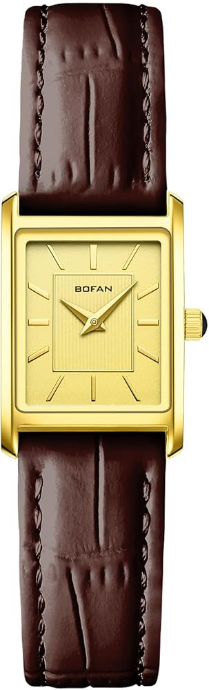 BOFAN Women's Leather Straps Watch Dainty Elegant Gold Watches for Women with Vintage Square Case... | Amazon (US)