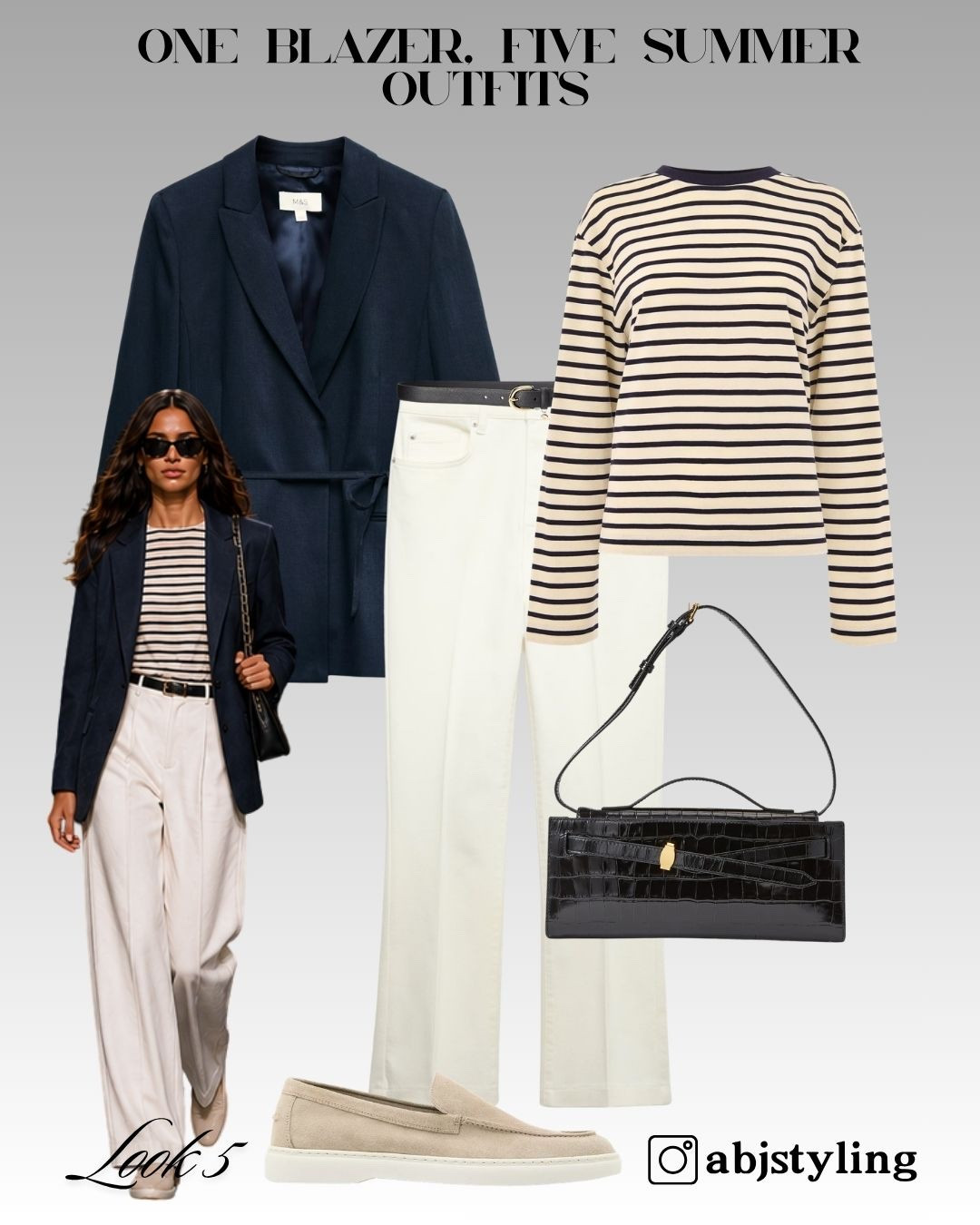 A striped knit, white trousers and a navy blazer never go out of style.

Simple.
Elegant.
Timeless.

Styling Tip: Choose neutral accessories and loafers for daytime, then swap into heels and statement jewellery for evening.

#LTKuk #LTKsummer #LTKeurope