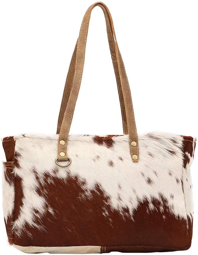 Myra Bag Fawn & White Upcycled Canvas & Cowhide Small Handbag S-1453 Brown | Amazon (US)