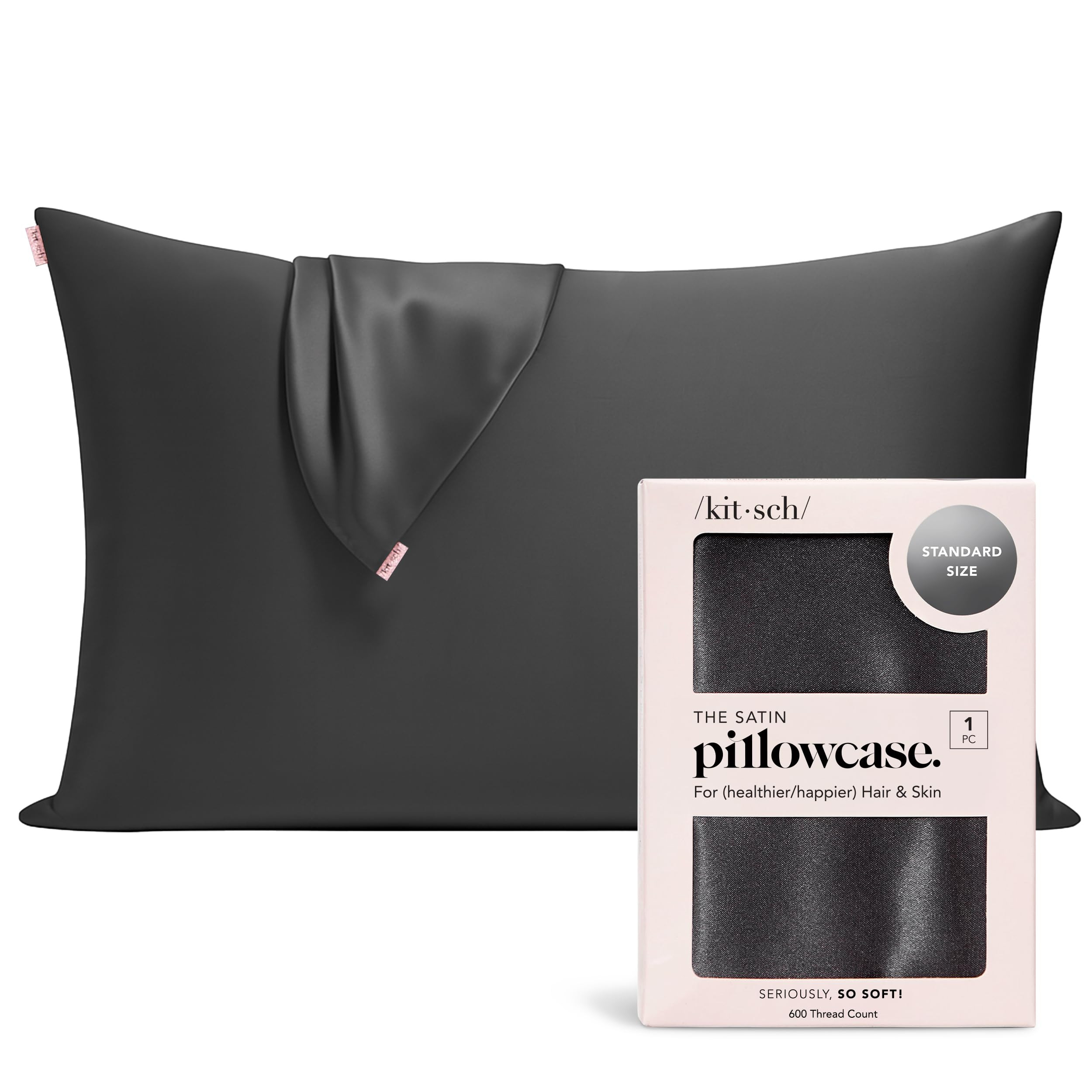 Kitsch Satin Pillowcase with Zipper for Hair & Skin - Softer Than Silk Pillow Cases, Smooth Cooli... | Amazon (US)