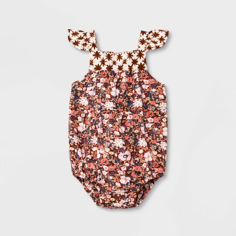 Baby Girls' Floral Patch Romper - Cat & Jack™ Pink | Target