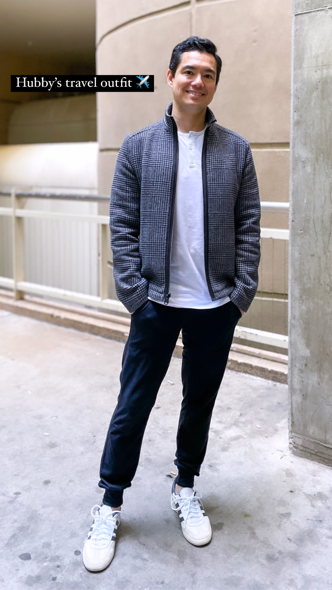 Men’s travel outfit, airport outfit, white Henley shirt, men’s joggers, white sneakers, bomber jacket, The Stylizt 



#LTKtravel #LTKmens #LTKSeasonal