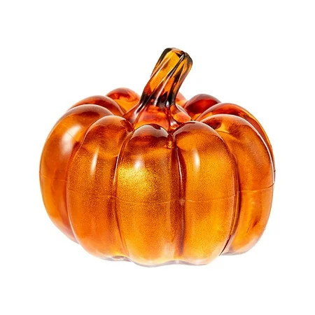 Glass Pumpkin Decorative Figurine for Fall, Halloween and Thanksgiving, Handcrafted Amber Orange Ornament for Home Table Centerpiece, Autumn Harvest Decoration, 4.3 Inch | Walmart (US)