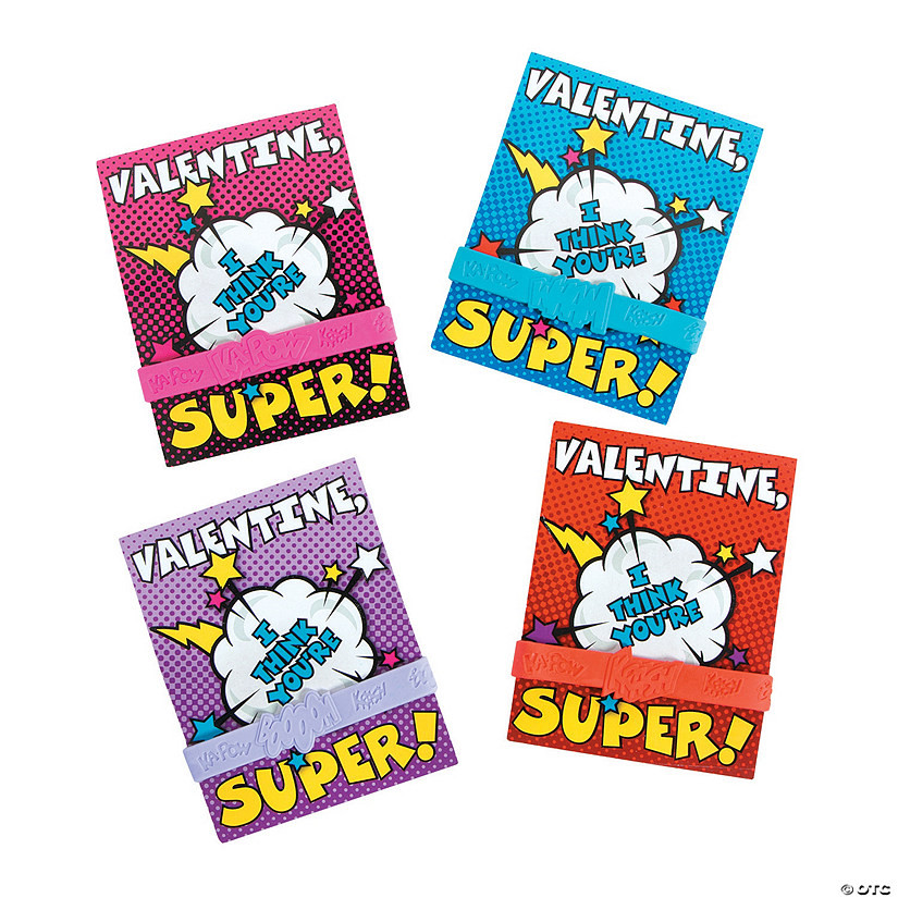 Superhero Bracelet Valentine Exchanges with Card for 24 | Oriental Trading Company