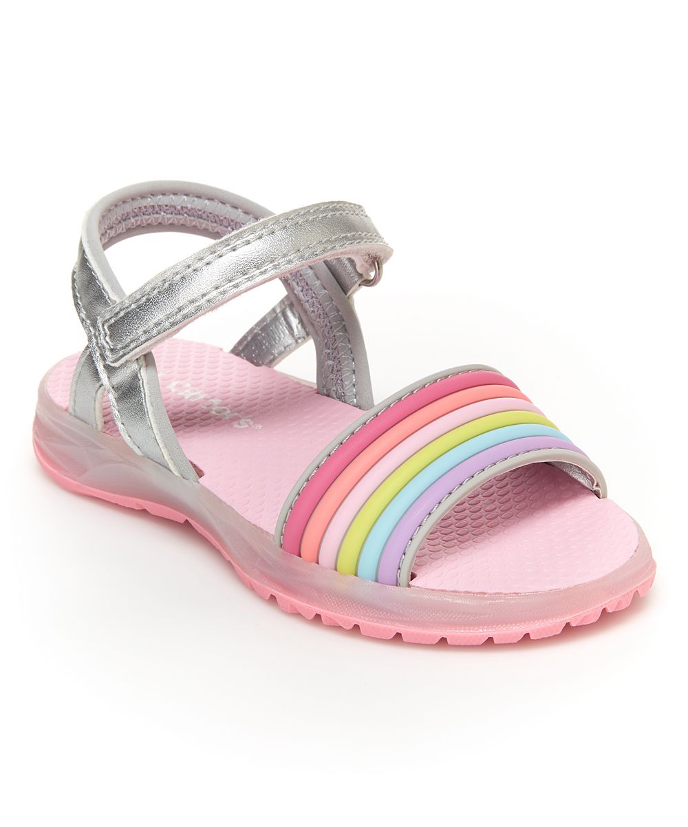 Carter's Girls' Sandals SL - Pink & Silver Stripe Light-Up Nile Sandal - Girls | Zulily