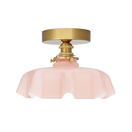 DSMJFU Vintage Pink Ceiling Light, Brass Pink Flush Mount Ceiling Light, Porch Ceiling Light Fixtures, Glass Small Semi Flush Mount Ceiling Light Fixtures for Closet Hallway Entryway | Amazon (CA)