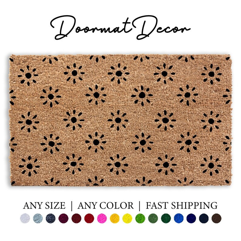 Spring Flower Pattern Doormat, Flocked Coir Door Mat, Wedding Gift, Realtor Client Gift, Outdoor ... | Etsy (US)