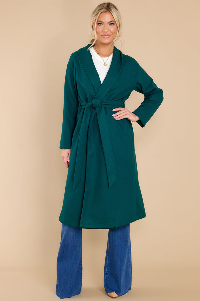 Keep The Change Hunter Green Coat | Red Dress 