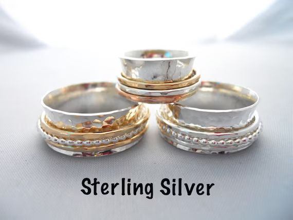 Fidget Spinner Ring  Sterling Silver  Anxiety Ring - Etsy | Etsy (US)