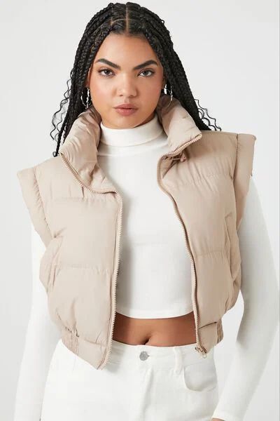 Zip-Up Cropped Puffer Vest | Forever 21 | Forever 21 (US)