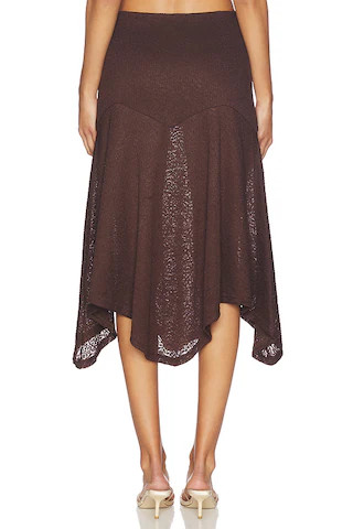 Roxelle Handkerchief Midi Skirt in Bitter Chocolate | Revolve Clothing (Global)