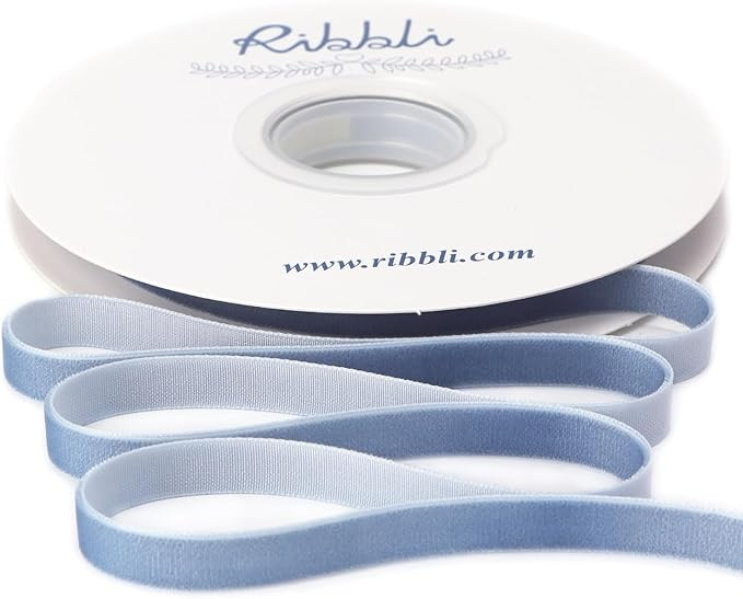 Ribbli Dusty Blue Velvet Ribbon 3/8 Inches Continuous10 Yard Spool Blue Christmas Ribbon for Gift... | Amazon (US)