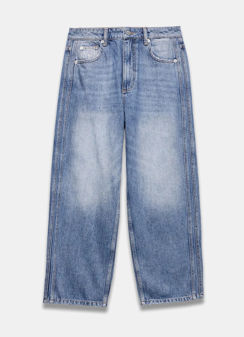 Mid Indigo Relaxed Tapered Boyfriend Jeans | Mint Velvet