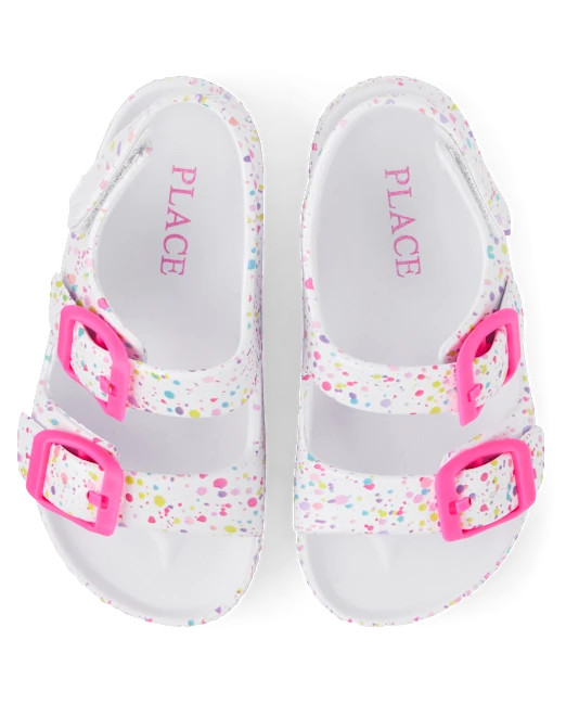 Toddler Girls Paint Splatter Buckle Slides - white | The Children's Place