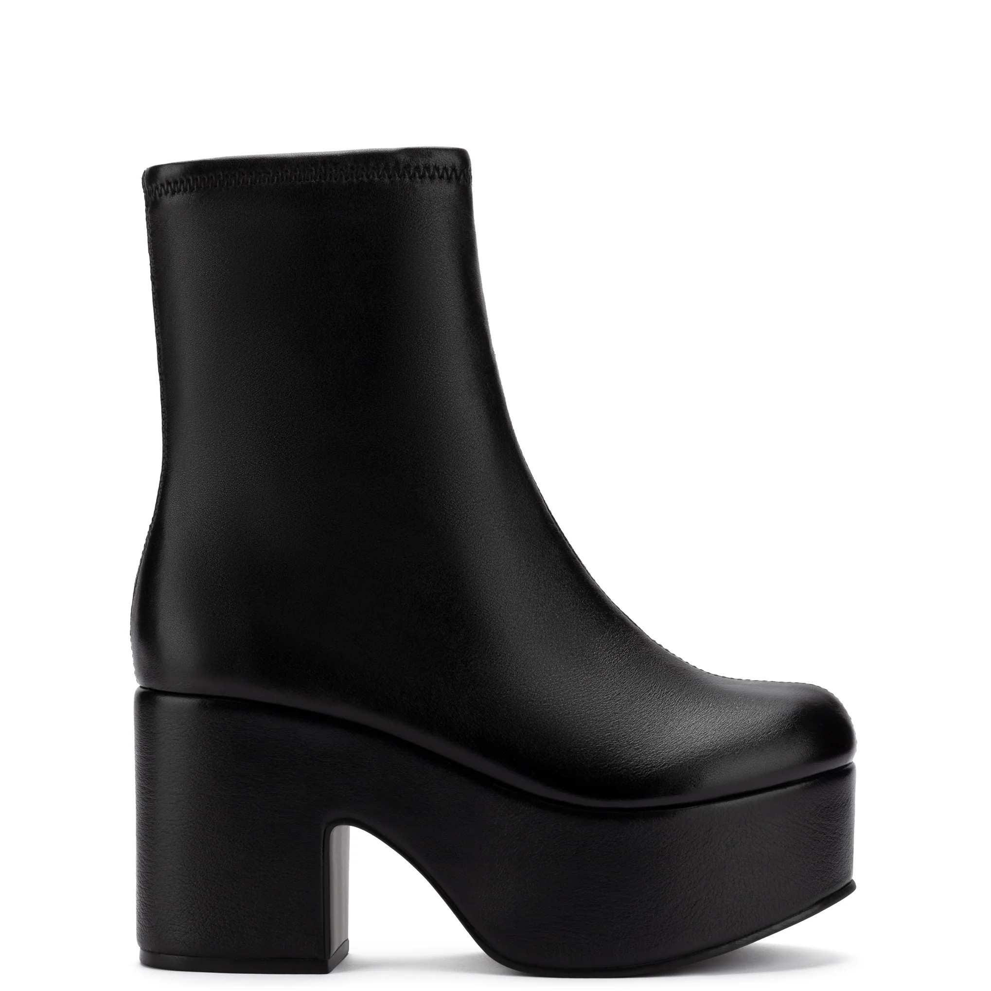 Miso Platform Boot In Black Stretch Leather | Larroude
