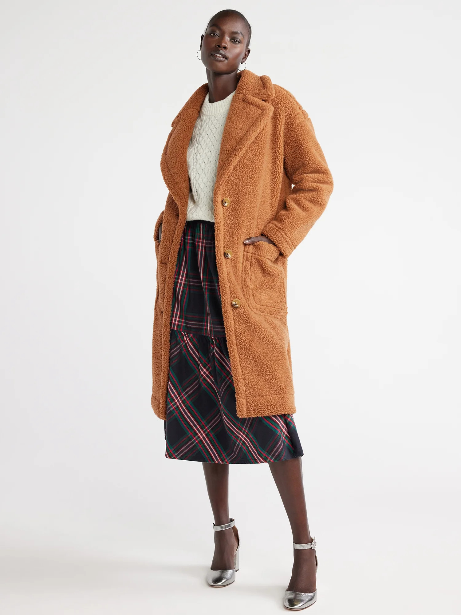 Free Assembly Women's Oversized Teddy Coat, Sizes XS-XXXL | Walmart (US)