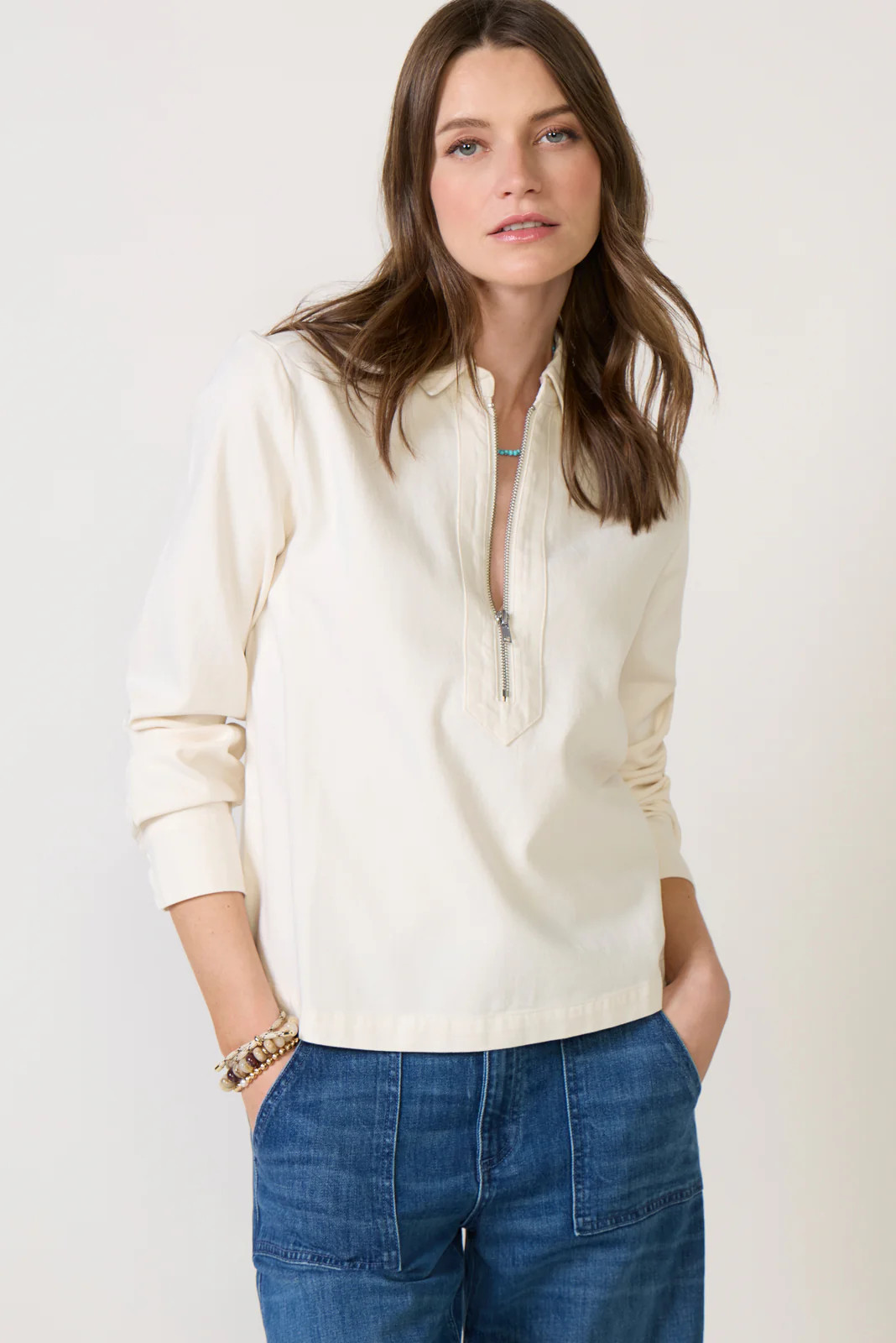 Zip Front Pullover Top | Evereve