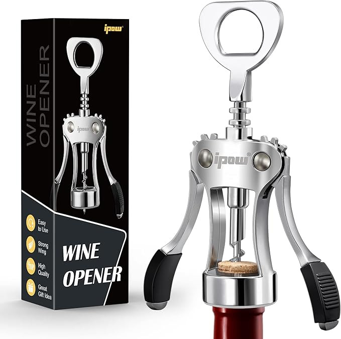 IPOW Wine Opener, Zinc Alloy Wine Bottle Opener, Wing Corkscrew Heavy Duty, Manual Multifunctiona... | Amazon (US)