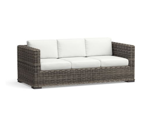 Huntington All-Weather Wicker Square Arm 82.5" Sofa | Pottery Barn (US)