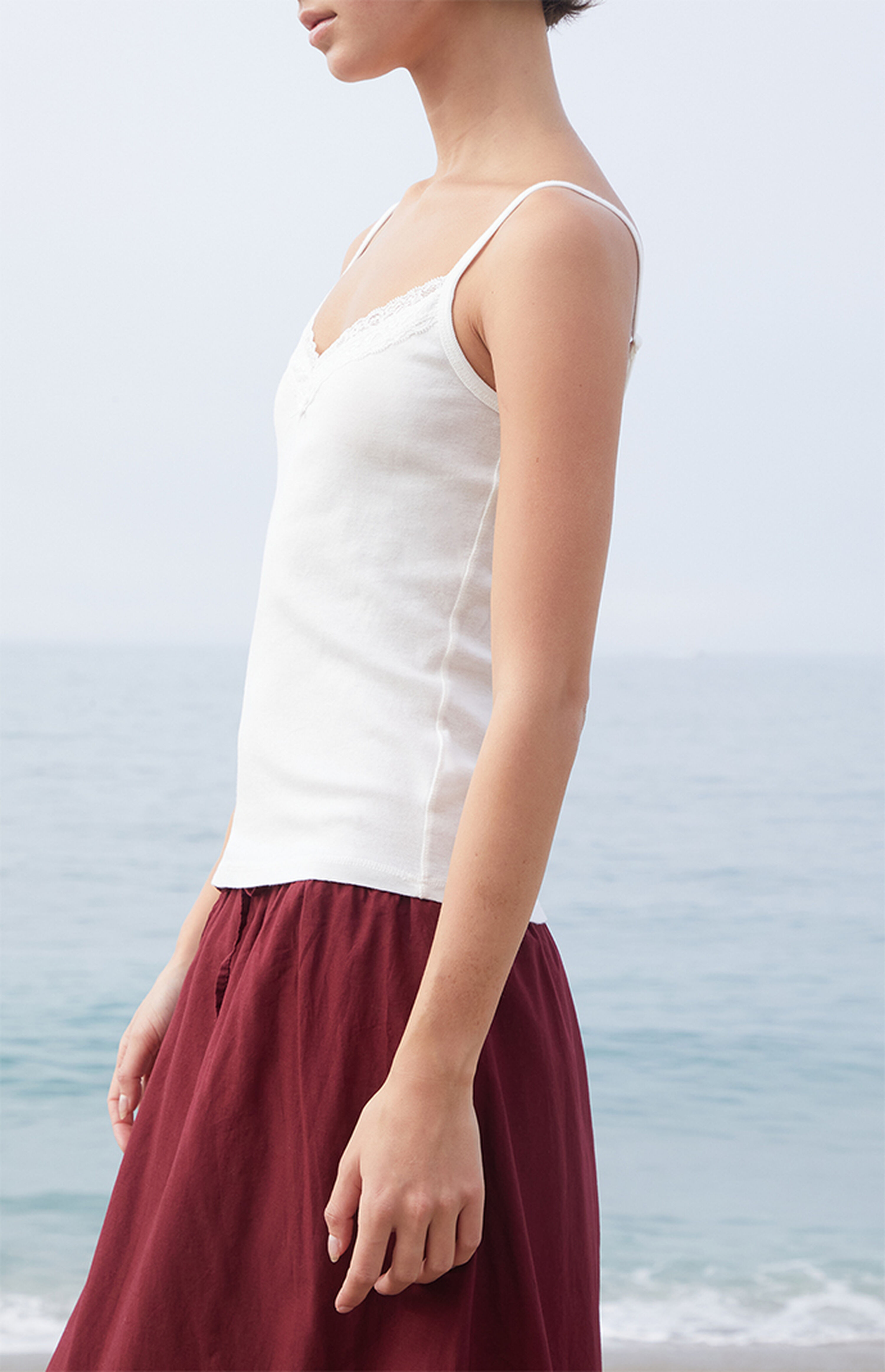 John Galt White Lace Trim Tank Top | PacSun