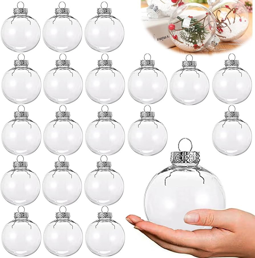 Neioaas DIY Fillable Christmas Ornaments Balls - 2.36Inch Clear Plastic Balls Ornaments, 20PCS Cl... | Amazon (US)