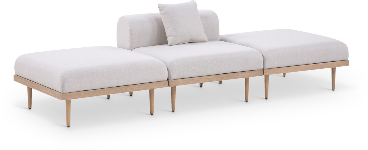 Laguna 106.5 Inch Fabric Upholstered 3 Piece Outdoor Patio Modular Sofa In Beige and Natural | 1stopbedrooms