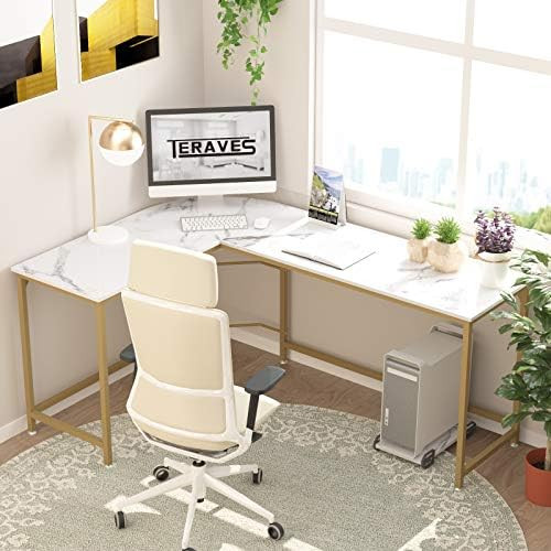 Teraves Reversible L-Shaped Desk Corner Gaming Computer Desk Office Workstation Modern Home Study... | Amazon (US)