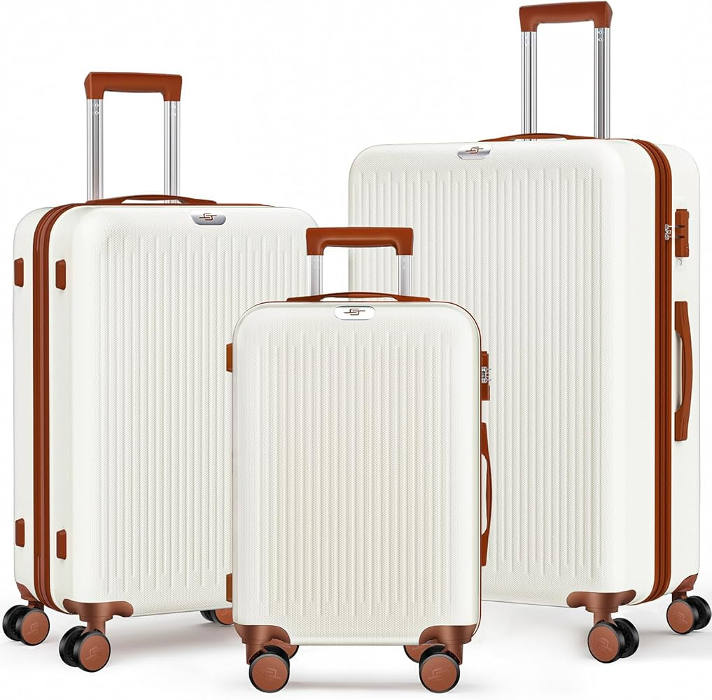 3 Piece Luggage Sets Expandable, Hardshell Travel Suitcase with Double Spinner Wheels and TSA Loc... | Amazon (US)