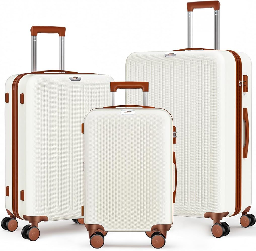 3 Piece Luggage Sets Expandable, Hardshell Travel Suitcase with Double Spinner Wheels and TSA Loc... | Amazon (US)