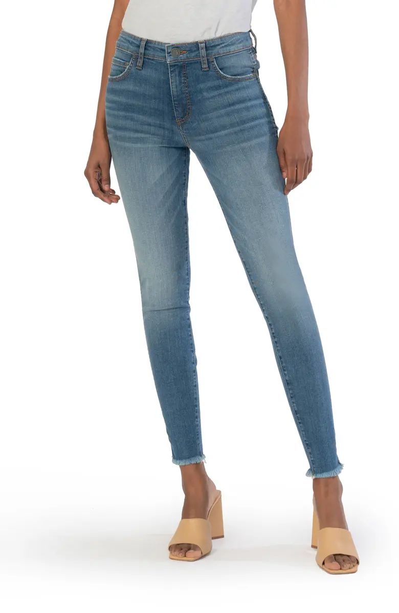 Donna Fab Ab High Waist Frayed Ankle Skinny Jeans | Nordstrom