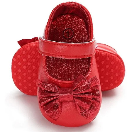 Baby Girl Shoes Mary Jane Flats with Bowknot Non-Slip Toddler First Walkers Infant Dress Shoes | Walmart (US)
