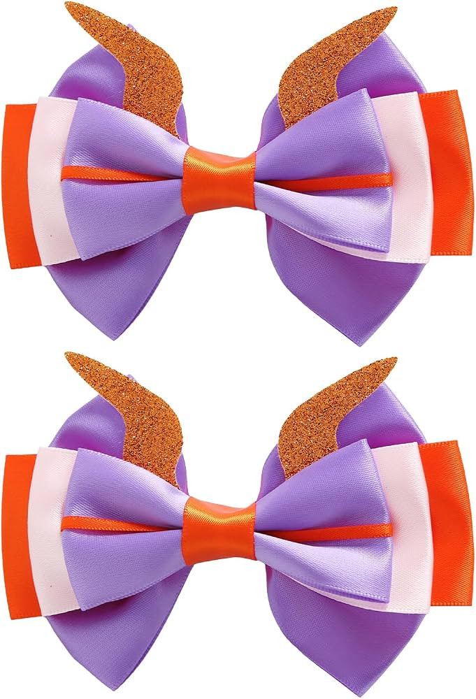 2PC Purple Dragon Ears Hair Bow Clips 4 Inch Women Dragon Horns Hair Accessories | Amazon (US)